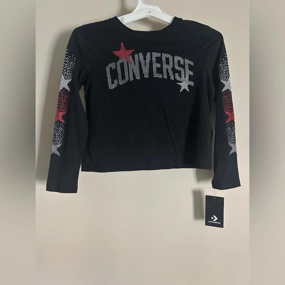 NWT Converse girls long sleeve T-shirt Size M 10-12 YRS